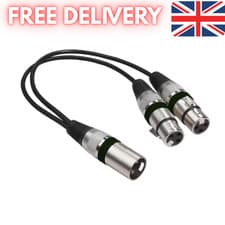 Image of XLR Adaptor Male Plug to 2 x XLR Female Sockets Splitter Cable Lead 30cm