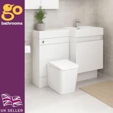 Image of White Gloss Toilet and Sink Vanity Unit 1200mm Right Hand Bathroom Sink Unit