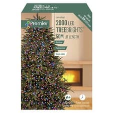 Image of Premier 2000 Multi-Action TreeBrights LED Christmas Tree Lights - Multi-Coloured