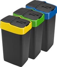 Image of Recycling Bin Flap Lid Kitchen Waste Rubbish Bin Colour Coded Home Office 35-60L