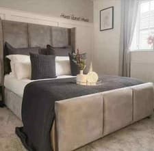 Image of Harrogate Gas Lift Ottoman Storage chesterfield Wing Bed Frame Double King Size