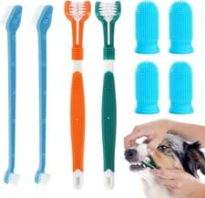 Image of 8pc Dog Toothbrush Set Dog Toothbrushes Cat Finger Teeth Cleaner Vinuwu Dual Hea