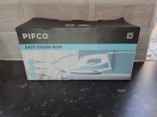 Image of Pifco 200ml White & Blue Non-Stick Coated Soleplate Lightweight Easy Steam Iron