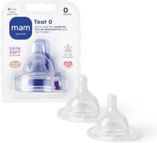 Image of MAM Extra Slow Flow Teats Size 0 Suitable For Newborns Skinsoft Silicone