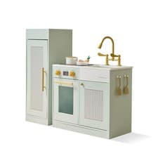 Image of Teamson Kids Chester Play Kitchen in Green with Fridge, Stove & Hooks