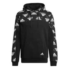 Image of Men's Adidas GFX Graphic Hoodie Black Overhead Kangaroo Pockets HN9055