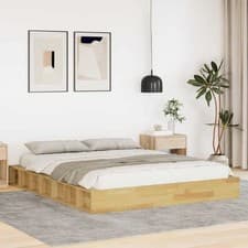 Image of Bed Frame without Mattress 150x200 cm Solid Wood Oak