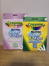 Image of CRAYOLA Washable Markers 2 X Super Tips Pack Of 12, Pastel & Primary Colours