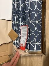 Image of Orla Kiely Navy Whale Linear Stem Roller Blind Blackout 2560 X 1400 mm Brand New