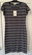 Image of Barbour Navy Stripe Dress UK Size 8 Brand New