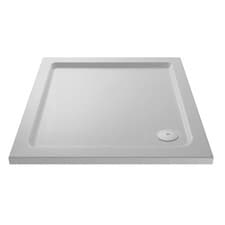 Image of Nuie Slip-Resistant White Shower Tray Low Profile Slimline Stone Resin Anti-Slip