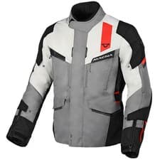 Image of Macna Zastro Motorbike Motorcycle Waterproof Textile Jacket Grey Black Red
