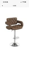 Image of HOMCOM Adjustable Height Barstool Steel Pole PU Leather, Coffee,
