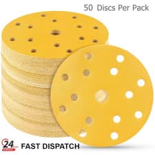 Image of 150mm DA Sanding Discs Abrasive hook loop pads 15 Holes 6" mixed Grits 50 Pack