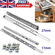 Image of 1-10Pairs Drawer Runners Grooved Ball Bearing Slides Cabinet Draw Rail 17mm 27mm