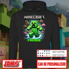Image of Minecraft Hoodie Kids Minecraft Hood I Boys Minecraft Top * PERSONALISED