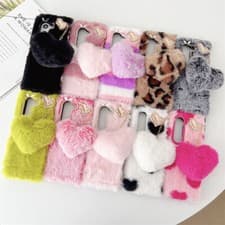 Image of Soft Plush Warm Fluffy Case Cover+Love Hairball For Samsung Galaxy Z Fold6 5 4 3