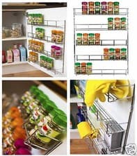 Image of Spice Herb Jar Rack Holder For Kitchen Door Cupboard Storage Wall 3 4 & 5 Tiers