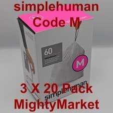 Image of Simplehuman Code M Bin Liners 45L | 3x20 = 60 Liners = GENUINE Sealed and NEW