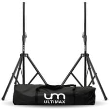 Image of Black Professional Aluminium Speaker Stand Kit 2 Stands and Case DJ Stage PA