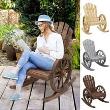 Image of Comfortable Rustic Garden Outdoor Patio Adirondack Rocking Chair