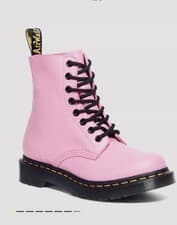 Image of Dr Martens Womens US 7 Pale Pink Patent Leather Combat Ankle Boots 1460 W