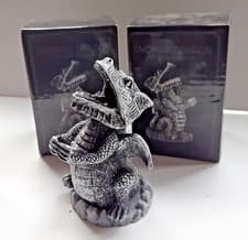 Image of 2 x Smoking Dragon Incense Cone Resin Burner Home Fragrance Silver Wicca Pagan