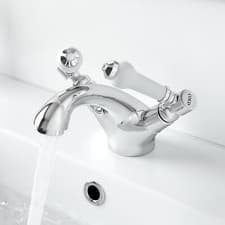Image of Mono Basin Mixer Tap Chrome Brass Traditional Wall Mounted Lever Handle