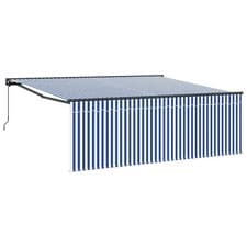 Image of vidaXL Retractable Awning Manual Blue and White 400 x 300 cm, Garden and Terrace