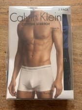 Image of Calvin Klein Men's 2-pack Low Rise Trunks, Size L (36-38) blue & black