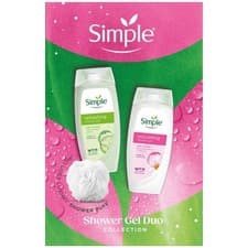 Image of Simple Shower Gel Duo Gift Set Including A Luxury Shower Puff Ideal Xmas Gift