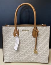 Image of MICHAEL KORS Studio Mercer Convertible Tote  VANILLA Logo NEW $298