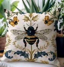 Image of Beautiful Printed BEE Cushion Covers Bees Honeybee Decorative cushions