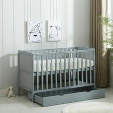 Image of Wooden Baby Cot Bed & Drawer & Aloe Vera Mattress (Orlando with Drawer)