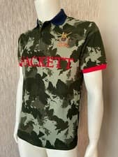 Image of HACKETT KHAKI CAMO POLO SHIRT SIZE M RETAIL £115 BNWT