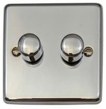 Image of G&H CC522 Polished Chrome 2 Gang 1 or 2 Way LED Dimmer Switch