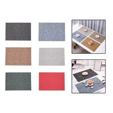 Image of Faux Leather Placemat Dining Table Mat, Wipeable Waterproof PU Table Mat Dining
