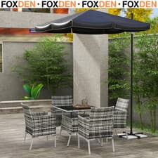 Image of 5 Pcs Outdoor Dining Set with Glass Table & 4 Chairs Patio Garden Furniture Set