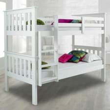 Image of 3FT SINGLE BUNK BED PREMIUM GREY WHITE PINE MEMORY FOAM OR SPRUNG FLEX MATTRESS