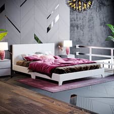 Image of Fabric Bed Frame 4ft6 Double 5ft King Size Bed Optional Memory Foam