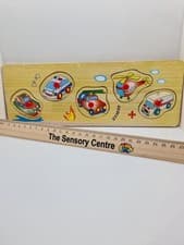 Image of Wooden Peg Puzzle - Emergency Services Vehicles