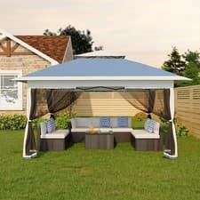 Image of 3x3m Pop Up Gazebo Double Roof Foldable Canopy Tent with One-Push Setup
