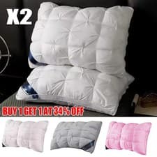 Image of Large Soft Pack Of 2 Pillows Bounce Back Memory Foam Firm Deluxe Striped Pillows