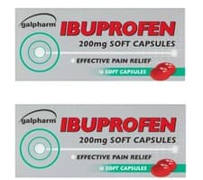 Image of 2 x Galpharm Ibuprofhen Pain Relief 200mg Soft Liquid Capsules - 16 Capsules