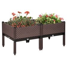 Image of Outsunny 2Pcs Raised Garden Bed Elevated Planter Box for Flower Vegetables