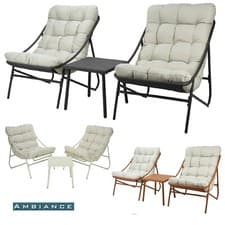 Image of 3 Piece Garden Bistro Set Outdoor Patio Furniture 2 Chairs & Table w/ Cushions