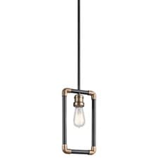 Image of 1 Bulb Ceiling Pendant Light Fitting Black and Natural Brass LED E27 60W Bulb