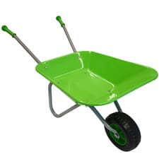 Image of Green Wheelbarrow for children Strong Plastic Tub with accessories