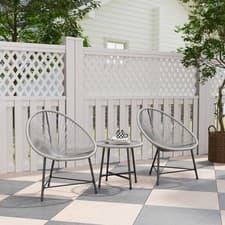 Image of Garden Bistro Set, Rattan Balcony Furniture w/ Acapulco Chairs, Cushion