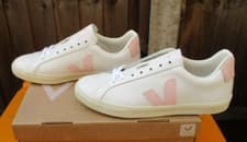 Image of Veja Trainers Esplar Logo Leather Extra White Pink UK 5 Brand New In A Box